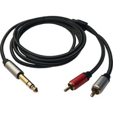 6.3mm stereo erkek TRS to 2 RCA erkek ses Y Splitter kablo 2m