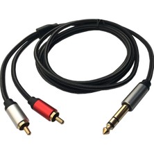 6.3mm stereo erkek TRS to 2 RCA erkek ses Y Splitter kablo 2m