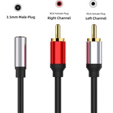 3,5mm stereo dişi aux to 2x RCA erkek  ses çevirici kablo