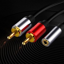 3,5mm stereo dişi aux to 2x RCA erkek  ses çevirici kablo