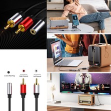 3,5mm stereo dişi aux to 2x RCA erkek  ses çevirici kablo