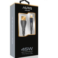 Auris 45W USB Lighting Şefaf Işıklı Şarj ve Data Kablosu