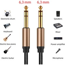 6.3mm stereo enstrüman kablosu gitar kablosu stüdyo monitör için 3m