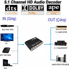 Optik 5.1 kanallı to RCA Analog dönüştürücü Dolby Dts/Ac-3 ses çevirici