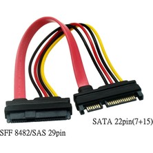 SFF-8482 SAS kablosu 29Pin erkek SATA 22Pin erkek kablo