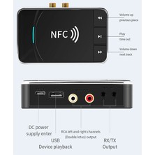 Bluetooth 5.0 NFC Alıcı Verici 3.5mm AUX HiFi Stereo Ses Adaptörü