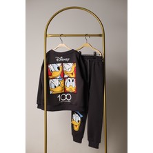 Eflin Butik Donald Duck Kareli Sırt Baskılı Eşofman Takımı