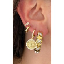 Ricco Jewellery 14 K Gold Kaplama 925 Ayar Gümüş Anka Kuşu Küpe