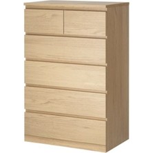 IKEA Malm 6 Çekmeceli Şifonyer 80X123 cm Ağartılmış Meşe Kaplama