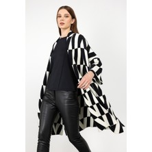 On Desenli Uzun Oversize Hırka