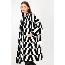On Desenli Uzun Oversize Hırka