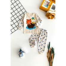 Derin Bebe Neşeli Bebekler Baby Sevimli Denizciler Baskılı Pijama Takım Bej