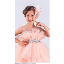 Magu Kız Çocuk Tütülü Astarlı Tokalı Elbise Abiye