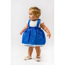 Magu Kız Bebek Mavi Etekli Fiyonk Detaylı Kabarık Elbise