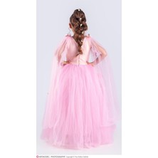 Magu Kız Çocuk Çiçek Desenli Astarlı Pelerinli Abiye