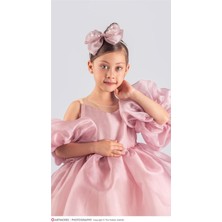 Magu Kız Çocuk Gazel Kumaş Tütü Etekli Kabarık Kollu Taçlı Kız Çocuk Abiye Elbise