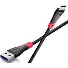 Auris 6.0A USB Type-C Yüksek Hızlı LED Işıklı Şarj ve Data Kablosu