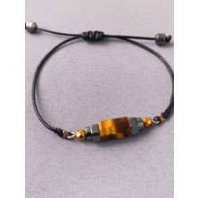 Ayre Style Doğal Taşlı Ipli Ayarlanabilir Ayre Bileklik - Ametist Hematit Makrome Kapama Bileklik