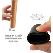 Kacar Home 24 Adet Sessiz Tip Sandalye Pabucu Masa Sandalye Zemin Koruyucu 2,5 cm Siyah