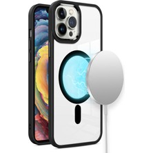 Case World Apple iPhone 11 Kapak Mag Safe Özellikli Metal Kamera Korumalı Arkası Şeffaf Silikon Kılıf - Mor