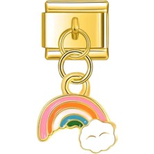 Mutlu Gökkuşağı Gold Çelik İtalyan Charm