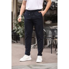 İDS Collection Erkek Lacivert Jogger Kesim Bel Lastikli Esnek Likralı Silimfit Kumaş Pantolon