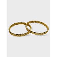 Arnes Jewelry Çelik 22 Ayar Altın Kaplama Üçlü Adana Burma Bilezik - 2 Adet
