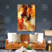 SML Tablo Abstract Nebula, Su ve Ateş Dalgaları Güneş Fırtınası Dikey Kanvas Tablo