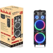 Hepu HP-910 2X10'' 2X25CM Kablosuz 1 El Mikrofon Bluetooth Şarjlı Müzik Kutusu