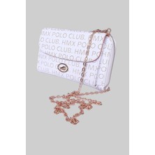 Beyaz Yan Çapraz Askılı Telefon Bölmeli Cüzdan Çanta