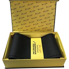 Fox Tata Vista Dikmeli Hakiki Deri Direksiyon Kılıfı Siyah