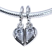 Anne ve Kız Kalp İkili  Charm | 925 Ayar Gümüş