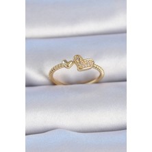 Ezo Concept Pirinç Gold Renk Zirkon Taşlı Kalp Model Kadın Yüzük