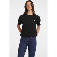 Guess Kadın  Boxy Mini  Üçgen Logolu T-Shirt