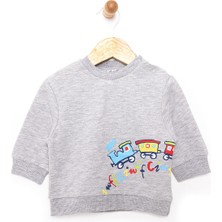 HelloBaby  Basic Az Şardonlu Aslan Desenli Sweatshirt Erkek Bebek