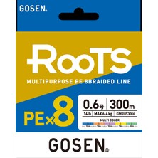 Gosen X8 Roots 1.0 Pe 300M 8 Örgü Spin Ip Misina 9.1kg Çeker Multicolor