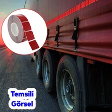 Badem10 Tüvtürk Onaylı 5 Metre Kırmızı Parçalı Reflektörlü Reflektif Fosforlu Şerit Bant Kesikli Ikaz Bandı