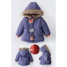 Miniğimin Cicileri ( 1-5 Yaş ) Kapitone Içi Polar Sevimli Karakterli Kaban erkek çocuk - Lacivert