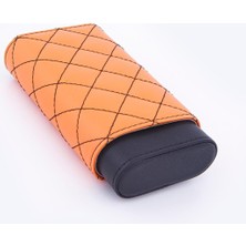 Parmida Deri Puro Kılıfı/seyahat Humidoru 3'lü - Turuncu/siyah