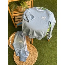 Yan Şeritli Cepli Eşofman Takım  Mavi