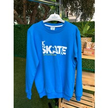 Skate Baskılı Kapüşonlu Sweatshirt