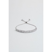 So CHIC Avangard Baget 18 Ayar Beyaz Altın Kaplama Gümüş Ayarlanabilir Bileklik