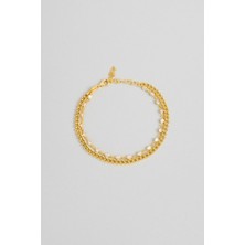 So CHIC Luna 18 Ayar Sarı Altın Kaplama 19 Cm Gümüş Zincir Bileklik