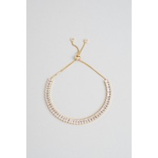 So CHIC Elegant Baget 18 Ayar Sarı Altın Kaplama Gümüş Asansörlü Bileklik