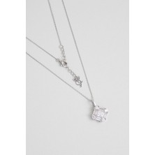 So CHIC Mistik Baget 18 Ayar Beyaz Altın Kaplama 45 Cm Gümüş Kolye