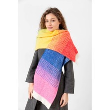 REMSA Çok Renkli Buklet Atkı Şal 67X197 cm 1288 Pembe