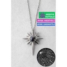 Jewelmim Gümüş 100 Dilde Seni Seviyorum Yazan 18 Ayar Beyaz Altın Kaplama Kutup Yıldızı Gümüş Kolye 925 Ayar Gümüş Kadın Kolye | Bayan Yüz Dilde Seni Seviyorum Kolyesi Kutup Yıldızı Kadın Gümüş Kolye