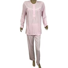 14206-NENA Kadın 4 Mevsim Uzun Kollu Patlı Robalı Pijama Takımı-Pembe