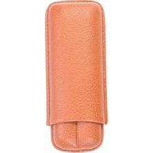 Parmida Deri Puro Kılıfı-Seyahat Humidoru 2'li - Açık Kahverengi