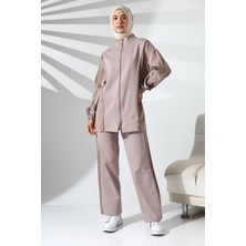 Kadın Mevsimlik Penye Alt Üst Spor ve Rahat Gül Kurusu Tesettür Takım